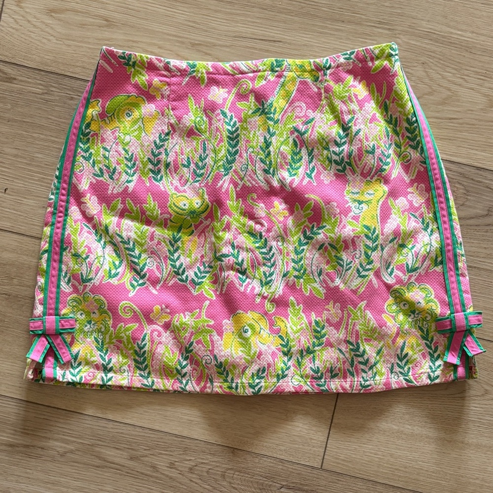 Lilly Pulitzer Pink and Green Tropical Pencil Skirt size 14 girls